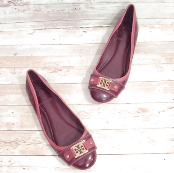 Tory Burch raspberry patent leather flats